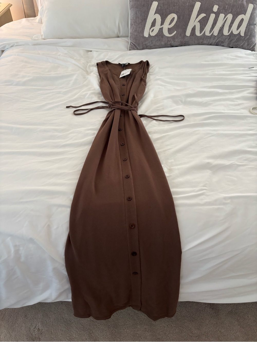 NWTs!!! Forever 21 Brown Button-Front Maxi Dress with Tie Waist